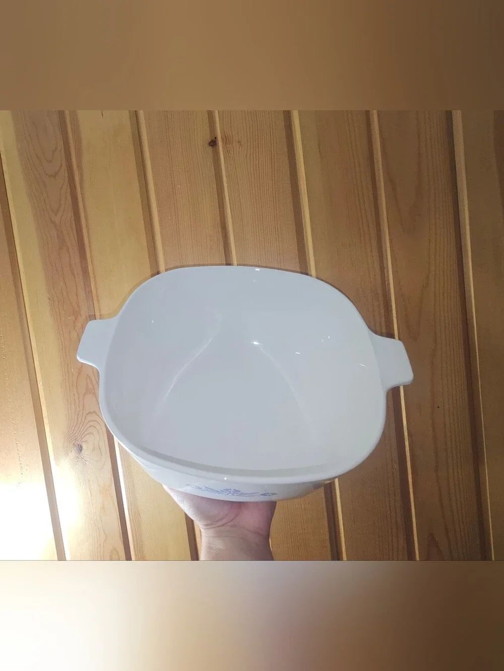 Corningware White Baking Dish with Blue Floral Cornflower Motif